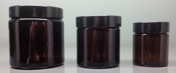 Glass Amber Jars ultra wide necks 